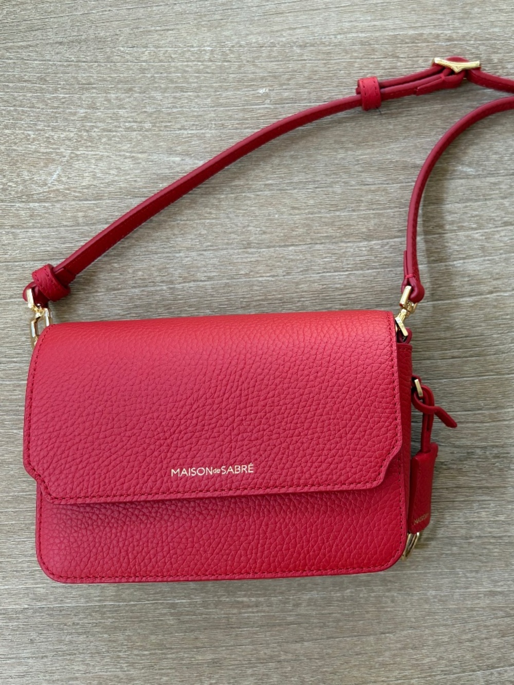 Maison de Sabre Mini Leather Crossbody Shoulder Flap Bag Pomegranate RED